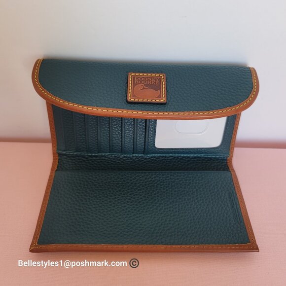 DOONEY & BOURKE Pebbled Grain Leather Continental Clutch Wallet- Teal color⭐ - Picture 9 of 16